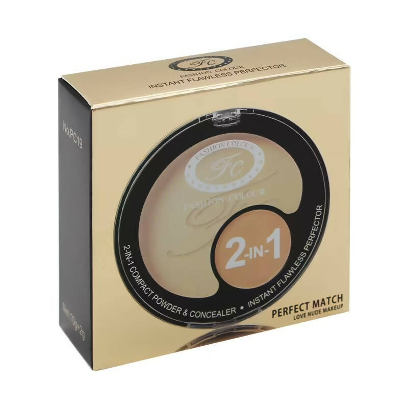 Fashion Colour 2 In 1 Compact Powder and Concealer-Shade 02 (Medium to Light) | Grocsy