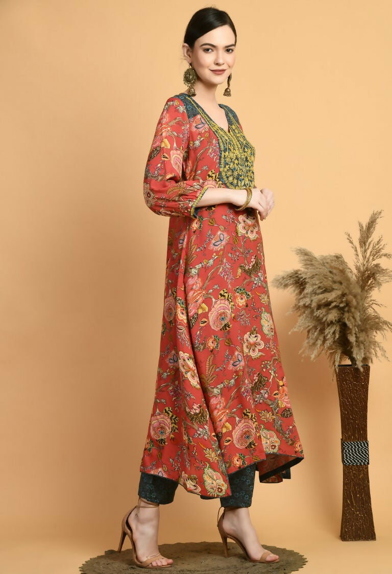 Joban Fashion Red Maslin Kurta Set | Grocsy