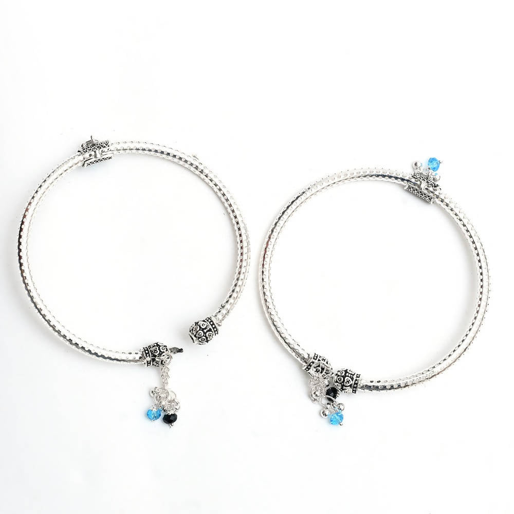 Mominos Fashion Kamal Johar Oxidised Silver Kadiyam Style Anklets | Grocsy