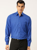 Jainish Men's Cotton Solid Royal Blue Formal Shirt's ( SF 361Royal ) | Grocsy