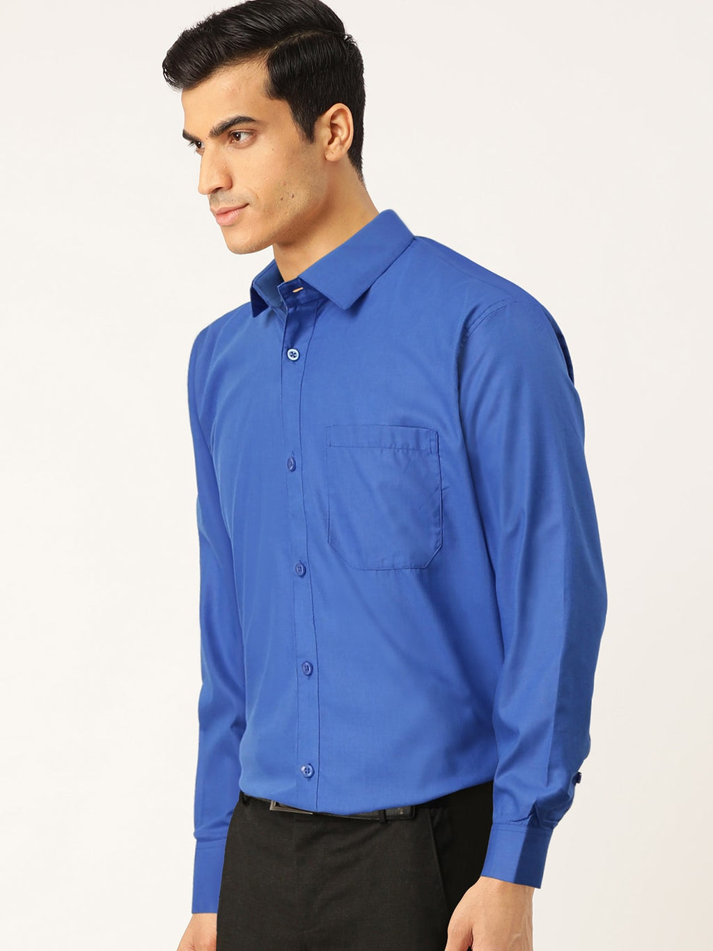 Jainish Men's Cotton Solid Royal Blue Formal Shirt's ( SF 361Royal ) | Grocsy