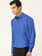 Jainish Men's Cotton Solid Royal Blue Formal Shirt's ( SF 361Royal ) | Grocsy