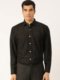 Jainish Black Men's Cotton Printed Formal Shirts ( SF 716Black ) | Grocsy