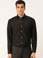 Jainish Black Men's Cotton Printed Formal Shirts ( SF 716Black ) | Grocsy