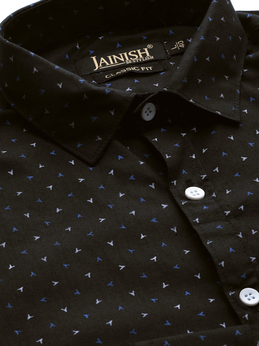 Jainish Black Men's Cotton Printed Formal Shirts ( SF 716Black ) | Grocsy