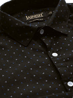 Jainish Black Men's Cotton Printed Formal Shirts ( SF 716Black ) | Grocsy