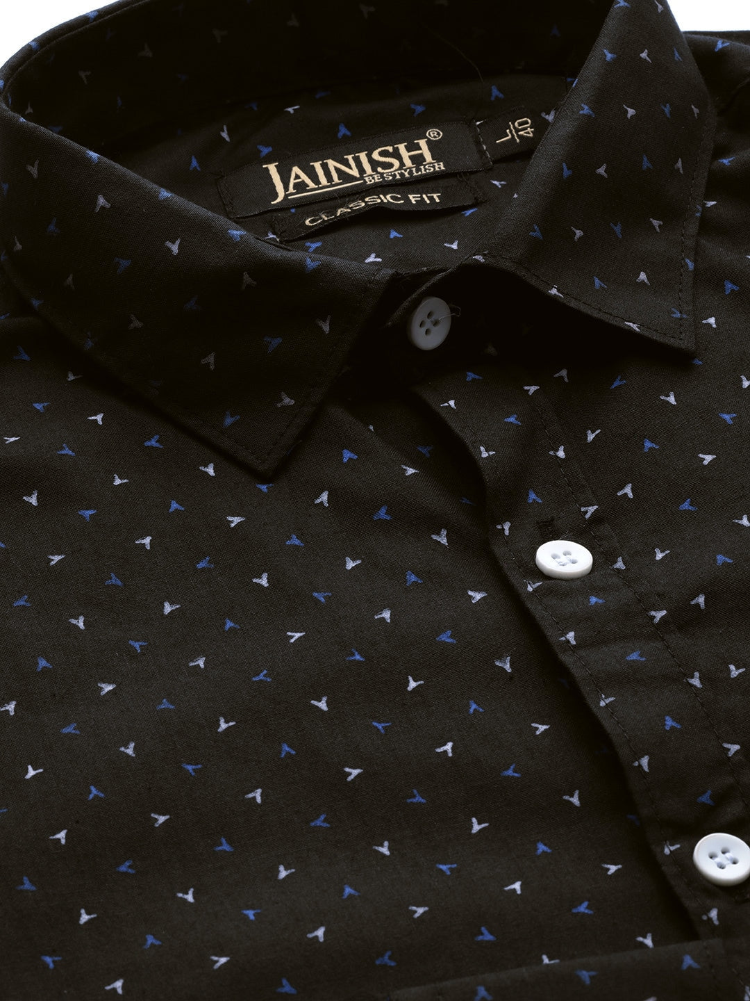Jainish Black Men's Cotton Printed Formal Shirts ( SF 716Black ) | Grocsy