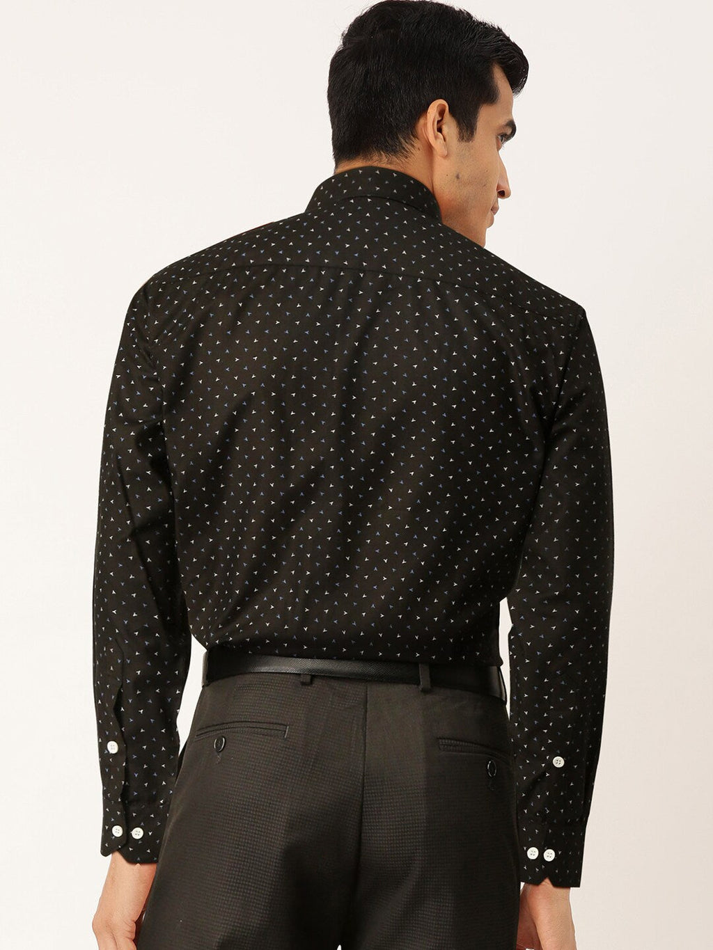 Jainish Black Men's Cotton Printed Formal Shirts ( SF 716Black ) | Grocsy