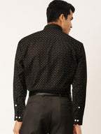 Jainish Black Men's Cotton Printed Formal Shirts ( SF 716Black ) | Grocsy