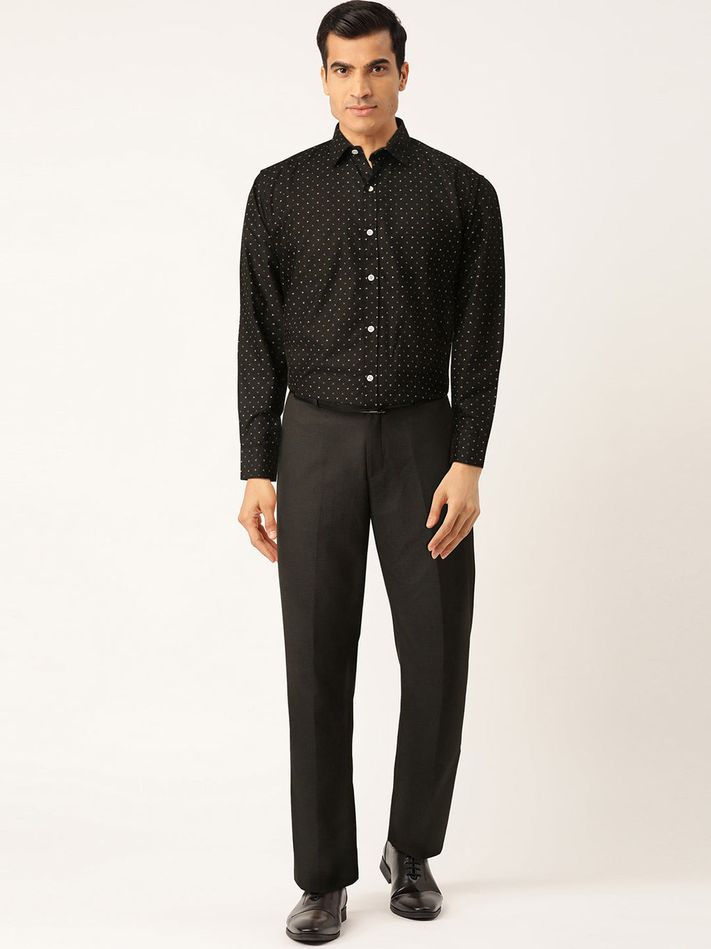 Jainish Black Men's Cotton Printed Formal Shirts ( SF 716Black ) | Grocsy