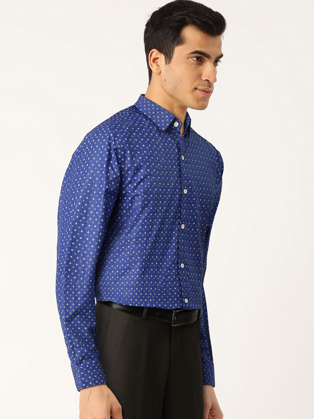 Jainish Blue Men's Cotton Printed Formal Shirts ( SF 716Blue ) | Grocsy