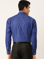 Jainish Blue Men's Cotton Printed Formal Shirts ( SF 716Blue ) | Grocsy