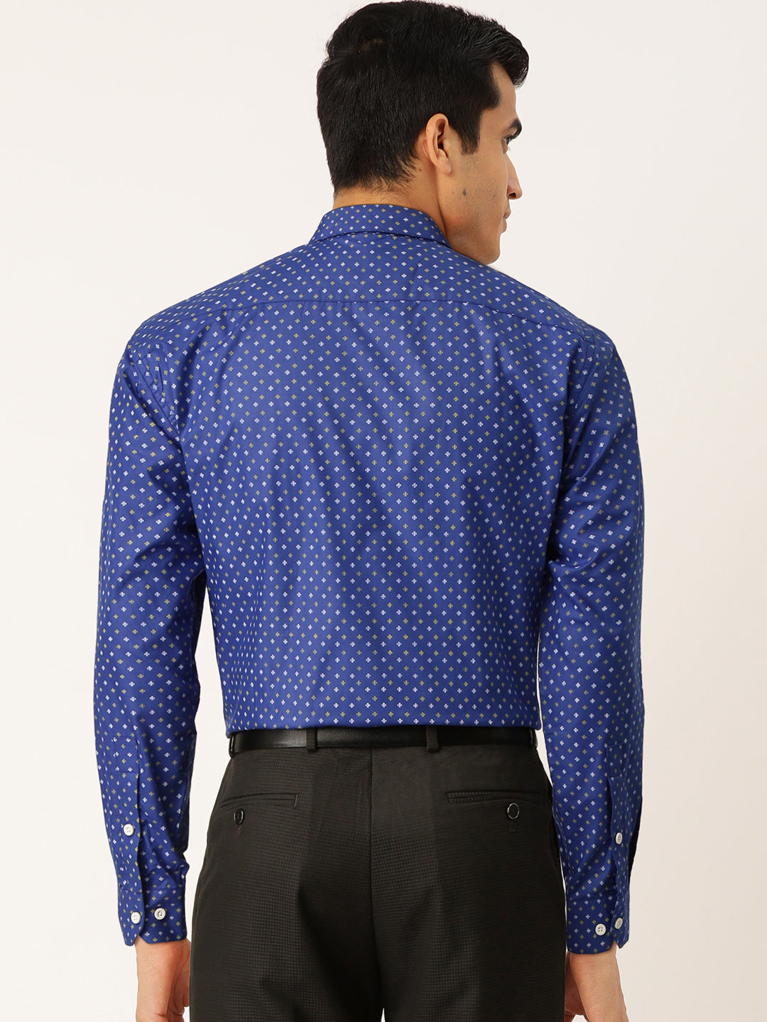 Jainish Blue Men's Cotton Printed Formal Shirts ( SF 716Blue ) | Grocsy