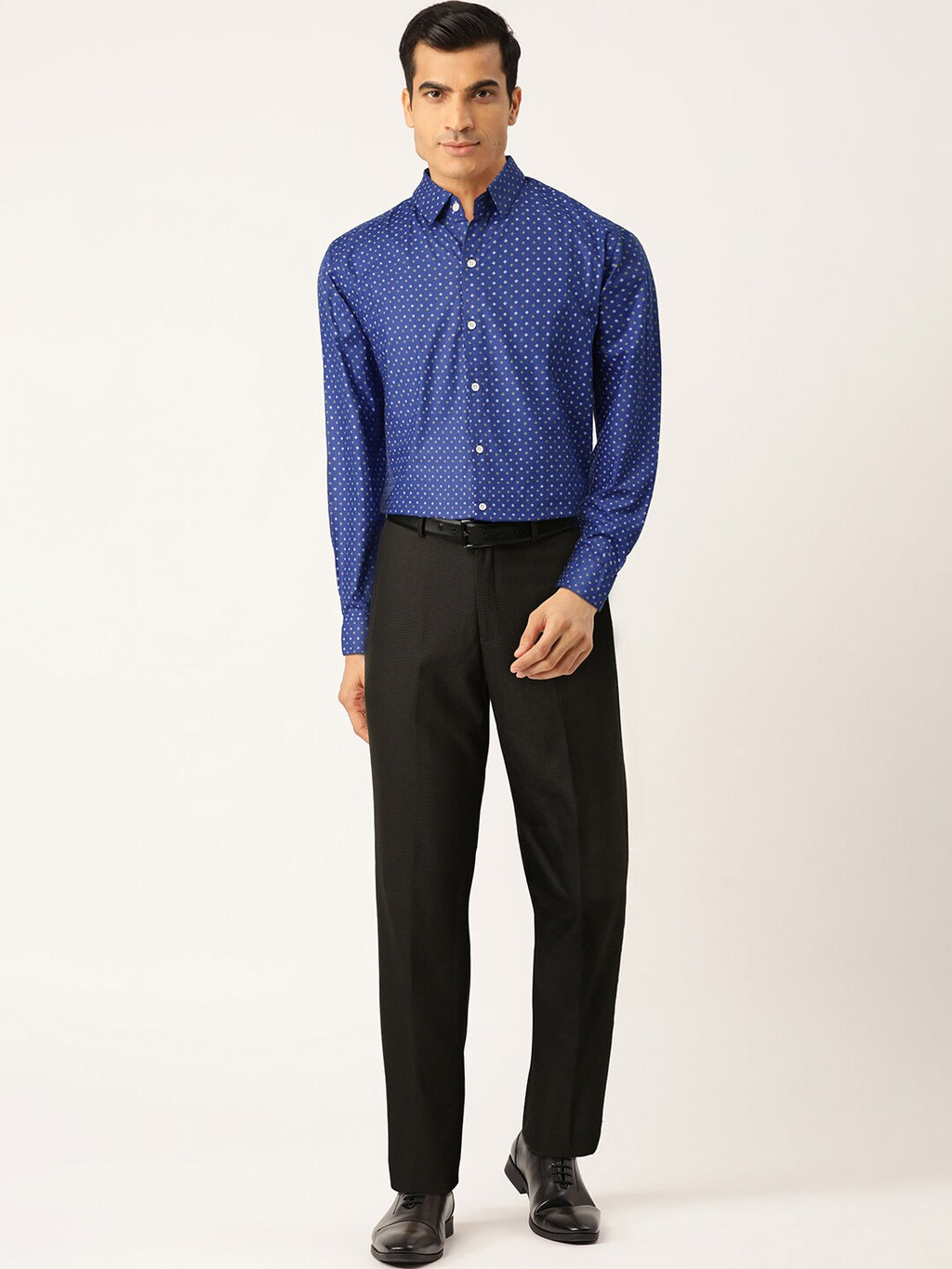 Jainish Blue Men's Cotton Printed Formal Shirts ( SF 716Blue ) | Grocsy