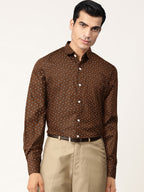Jainish Brown Men's Cotton Printed Formal Shirts ( SF 716Coffee ) | Grocsy