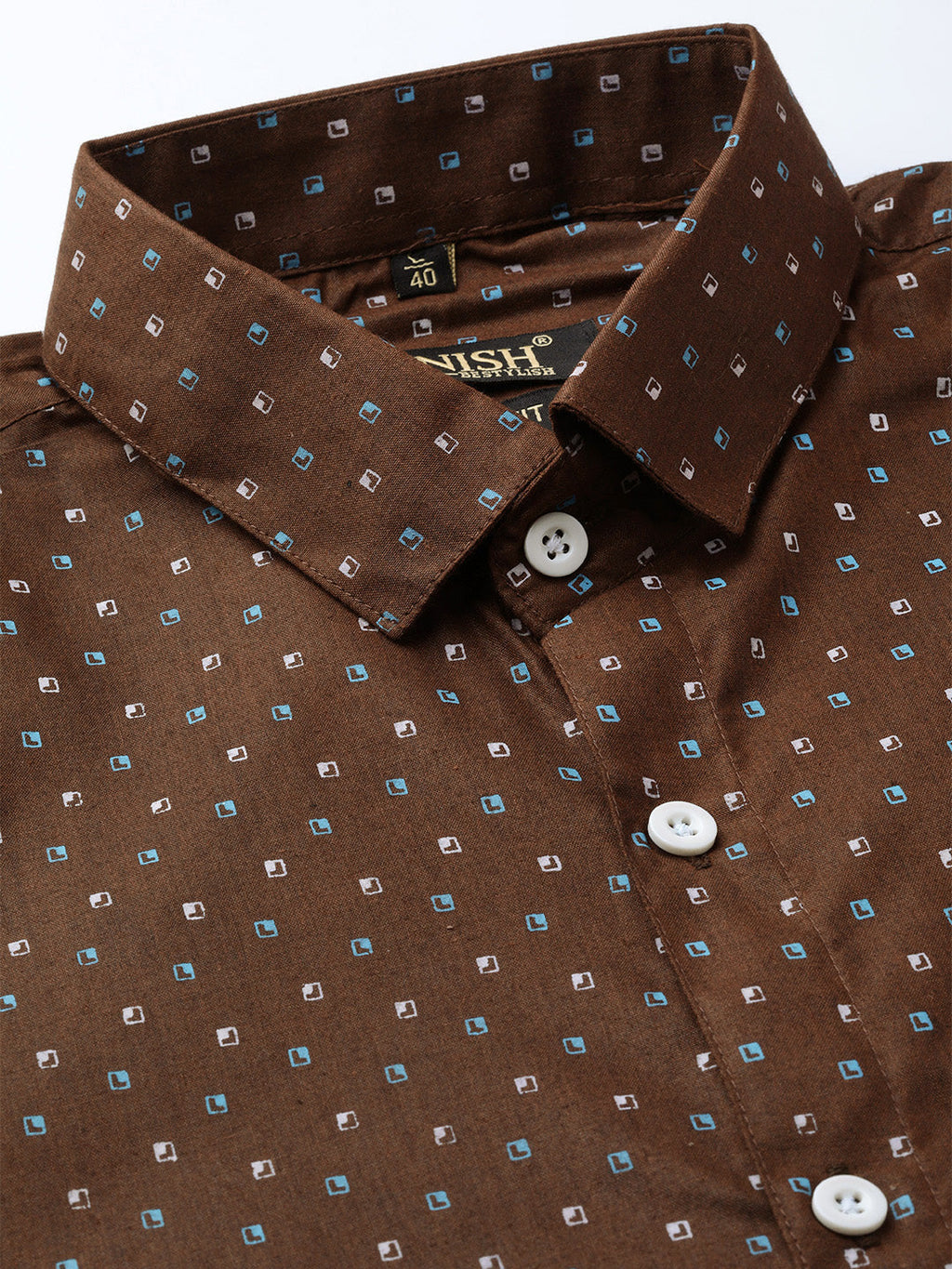 Jainish Brown Men's Cotton Printed Formal Shirts ( SF 716Coffee ) | Grocsy