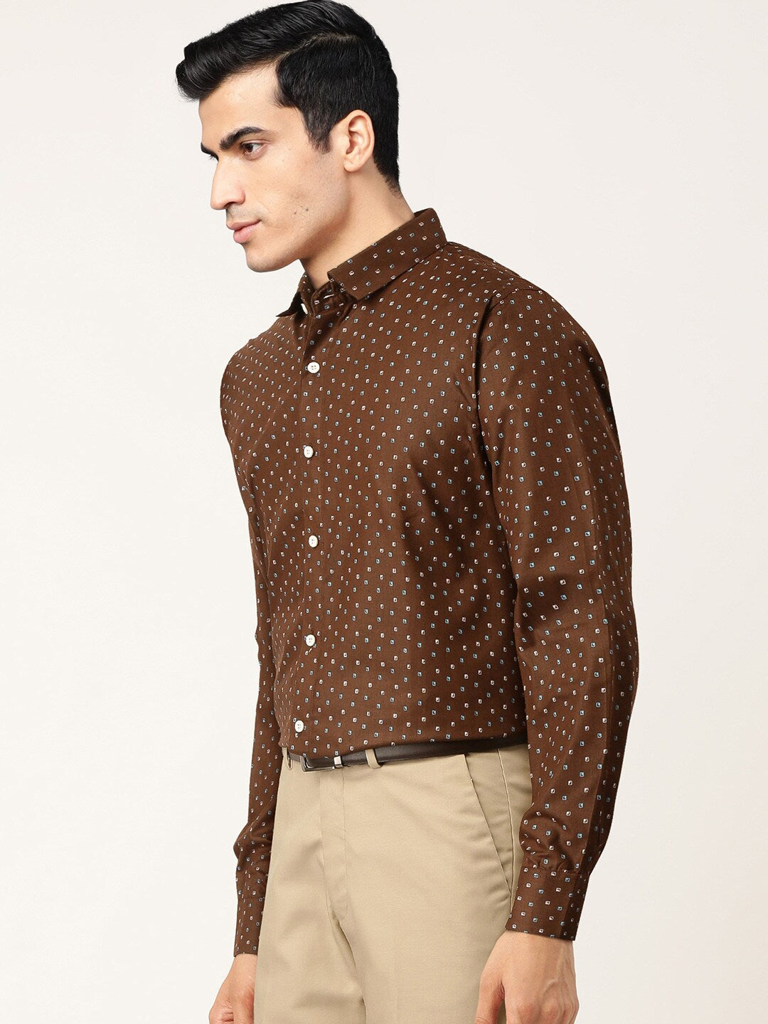 Jainish Brown Men's Cotton Printed Formal Shirts ( SF 716Coffee ) | Grocsy