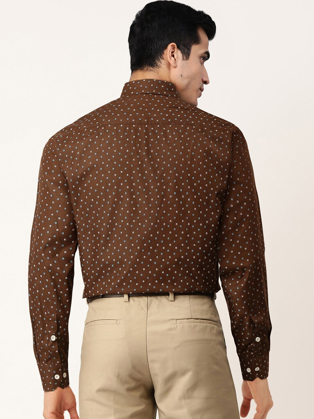 Jainish Brown Men's Cotton Printed Formal Shirts ( SF 716Coffee ) | Grocsy