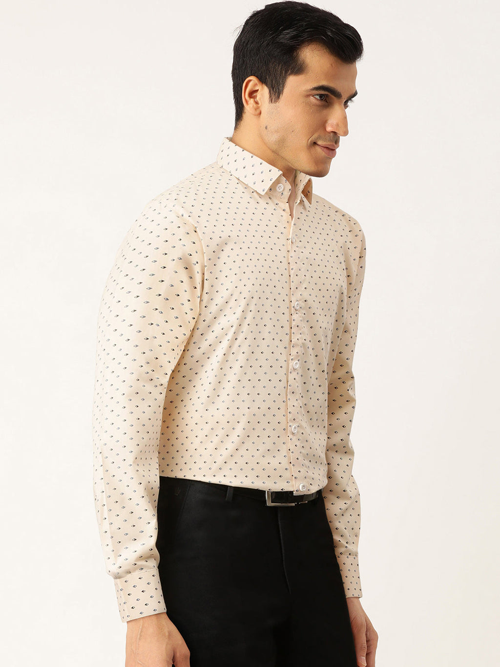 Jainish Cream Men's Cotton Printed Formal Shirts ( SF 716Cream ) | Grocsy