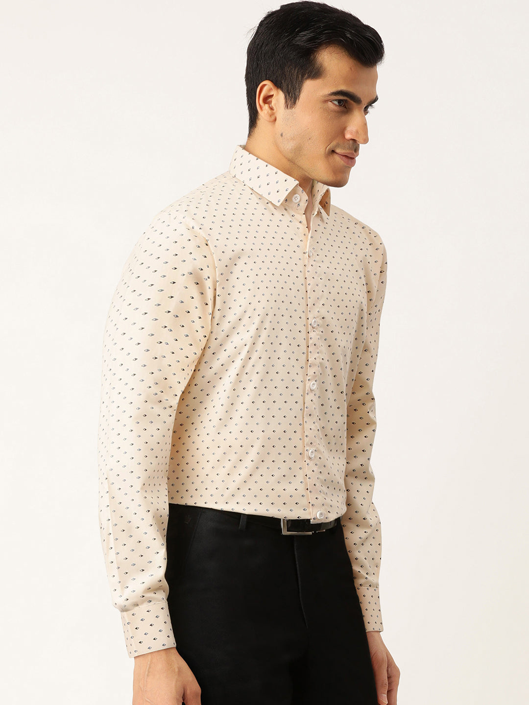 Jainish Cream Men's Cotton Printed Formal Shirts ( SF 716Cream ) | Grocsy