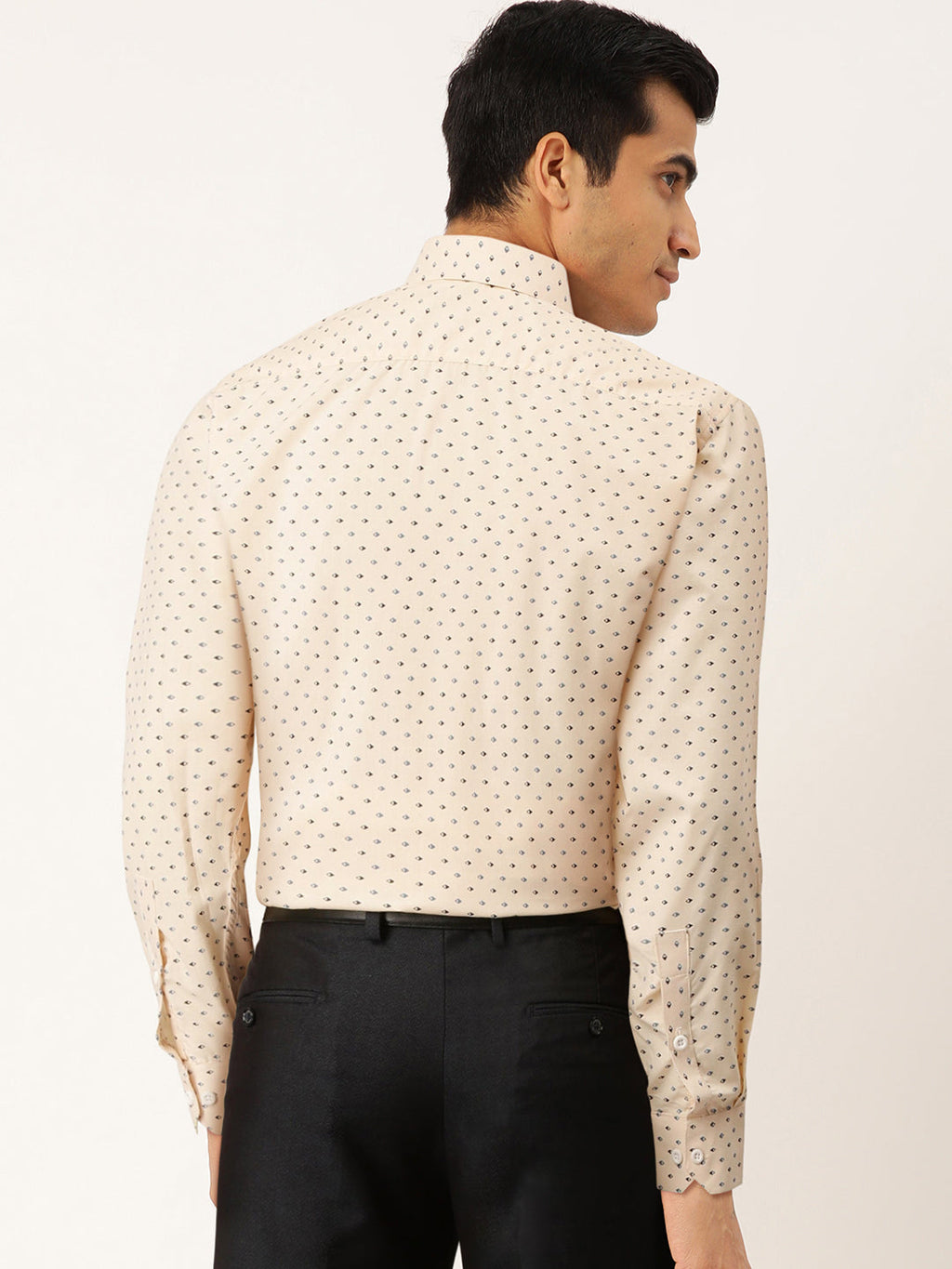 Jainish Cream Men's Cotton Printed Formal Shirts ( SF 716Cream ) | Grocsy