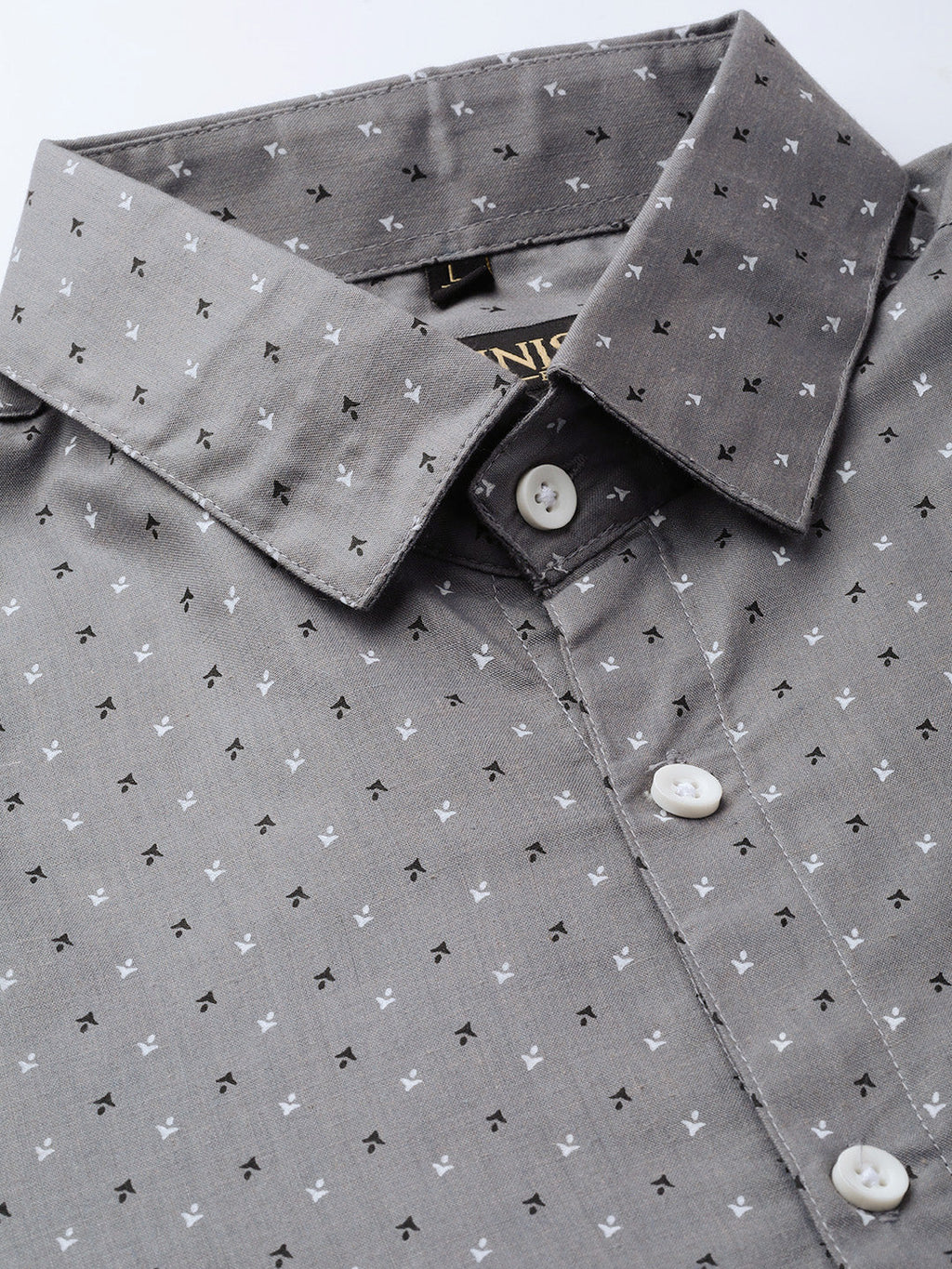 Jainish Grey Men's Cotton Printed Formal Shirts ( SF 716Grey ) | Grocsy