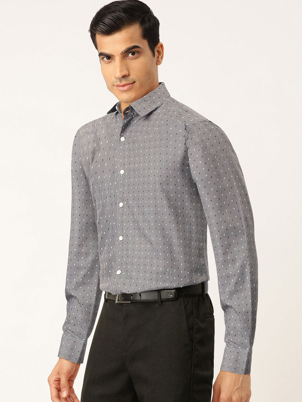 Jainish Grey Men's Cotton Printed Formal Shirts ( SF 716Grey ) | Grocsy