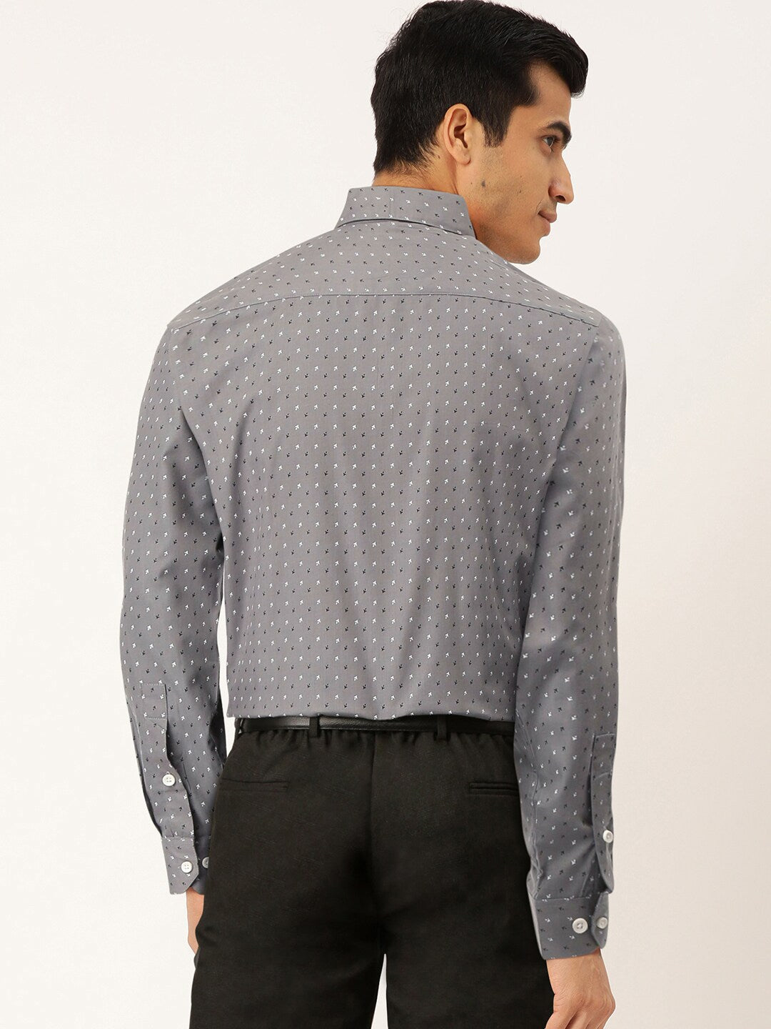 Jainish Grey Men's Cotton Printed Formal Shirts ( SF 716Grey ) | Grocsy