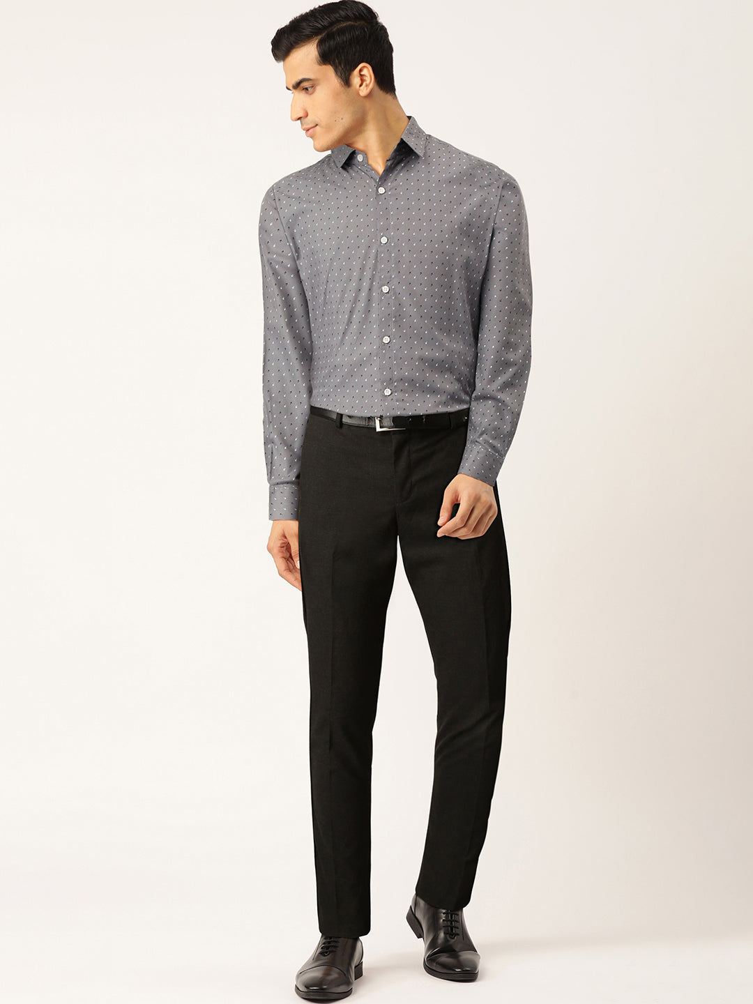 Jainish Grey Men's Cotton Printed Formal Shirts ( SF 716Grey ) | Grocsy