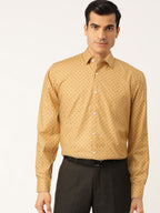 Jainish Yellow Men's Cotton Printed Formal Shirts ( SF 716Mustard ) | Grocsy