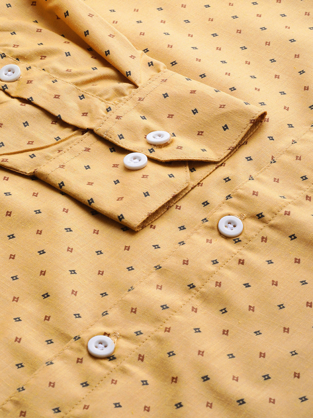 Jainish Yellow Men's Cotton Printed Formal Shirts ( SF 716Mustard ) | Grocsy