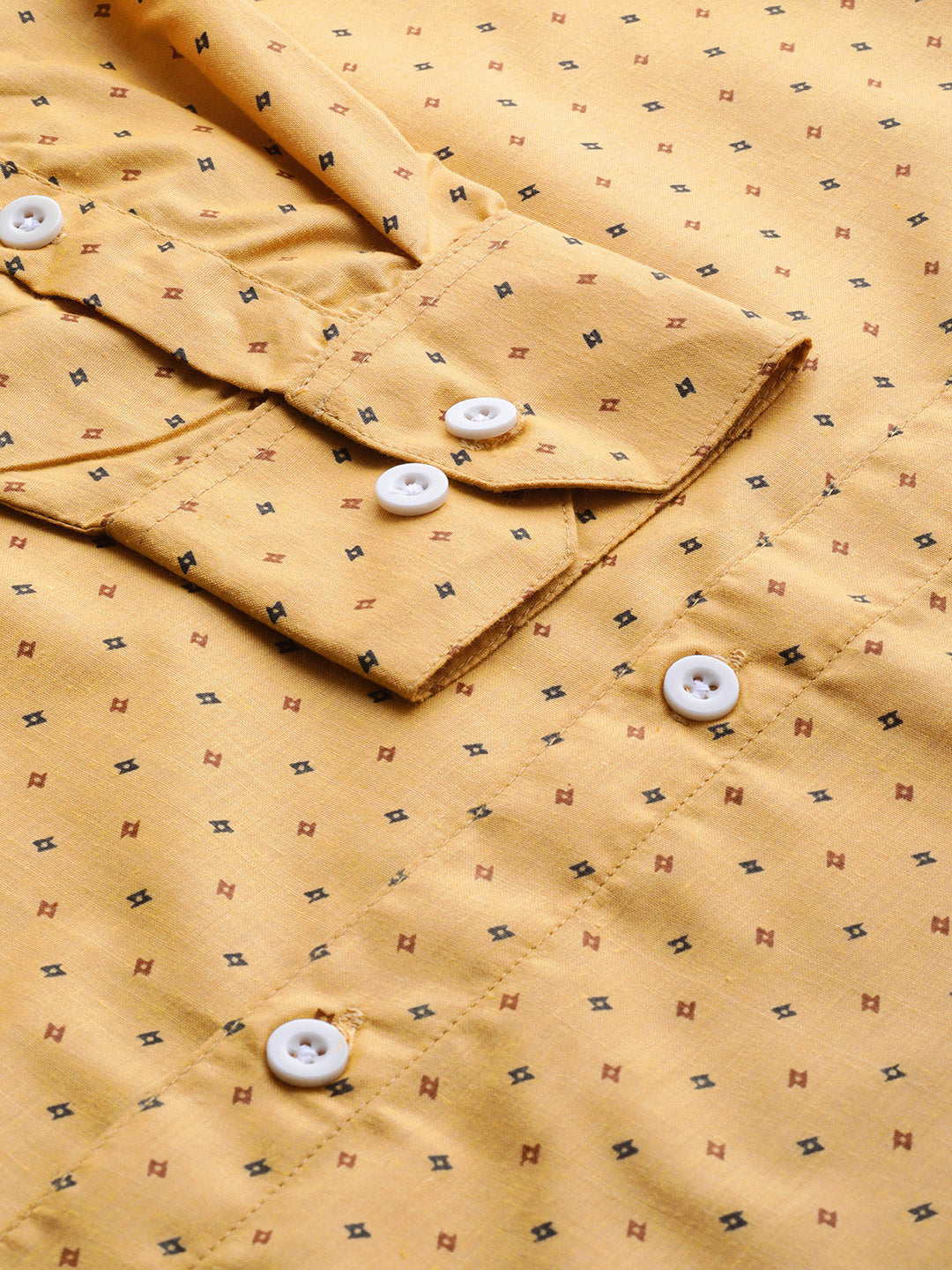Jainish Yellow Men's Cotton Printed Formal Shirts ( SF 716Mustard ) | Grocsy