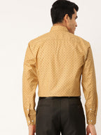 Jainish Yellow Men's Cotton Printed Formal Shirts ( SF 716Mustard ) | Grocsy