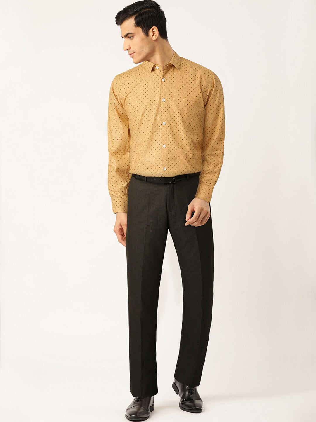 Jainish Yellow Men's Cotton Printed Formal Shirts ( SF 716Mustard ) | Grocsy