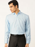 Jainish Blue Men's Cotton Printed Formal Shirts ( SF 716Sky ) | Grocsy