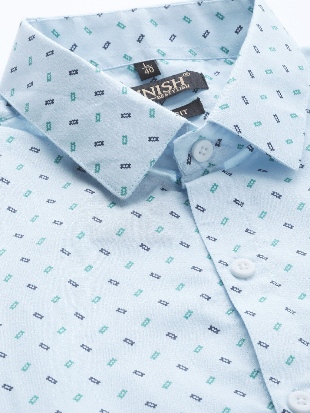 Jainish Blue Men's Cotton Printed Formal Shirts ( SF 716Sky ) | Grocsy