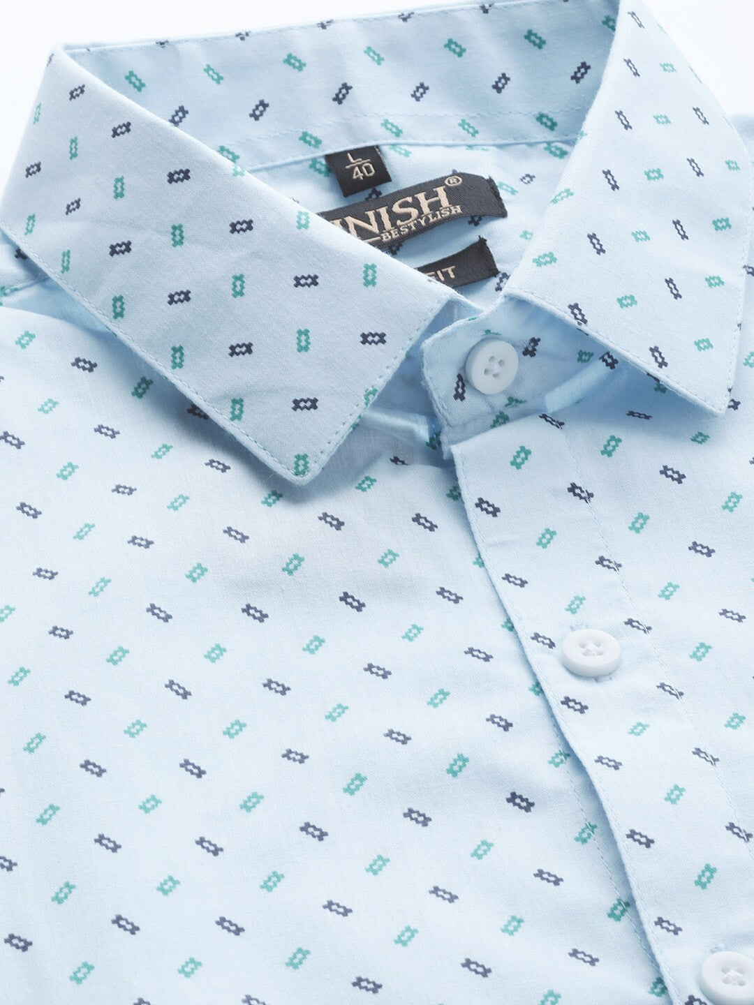 Jainish Blue Men's Cotton Printed Formal Shirts ( SF 716Sky ) | Grocsy