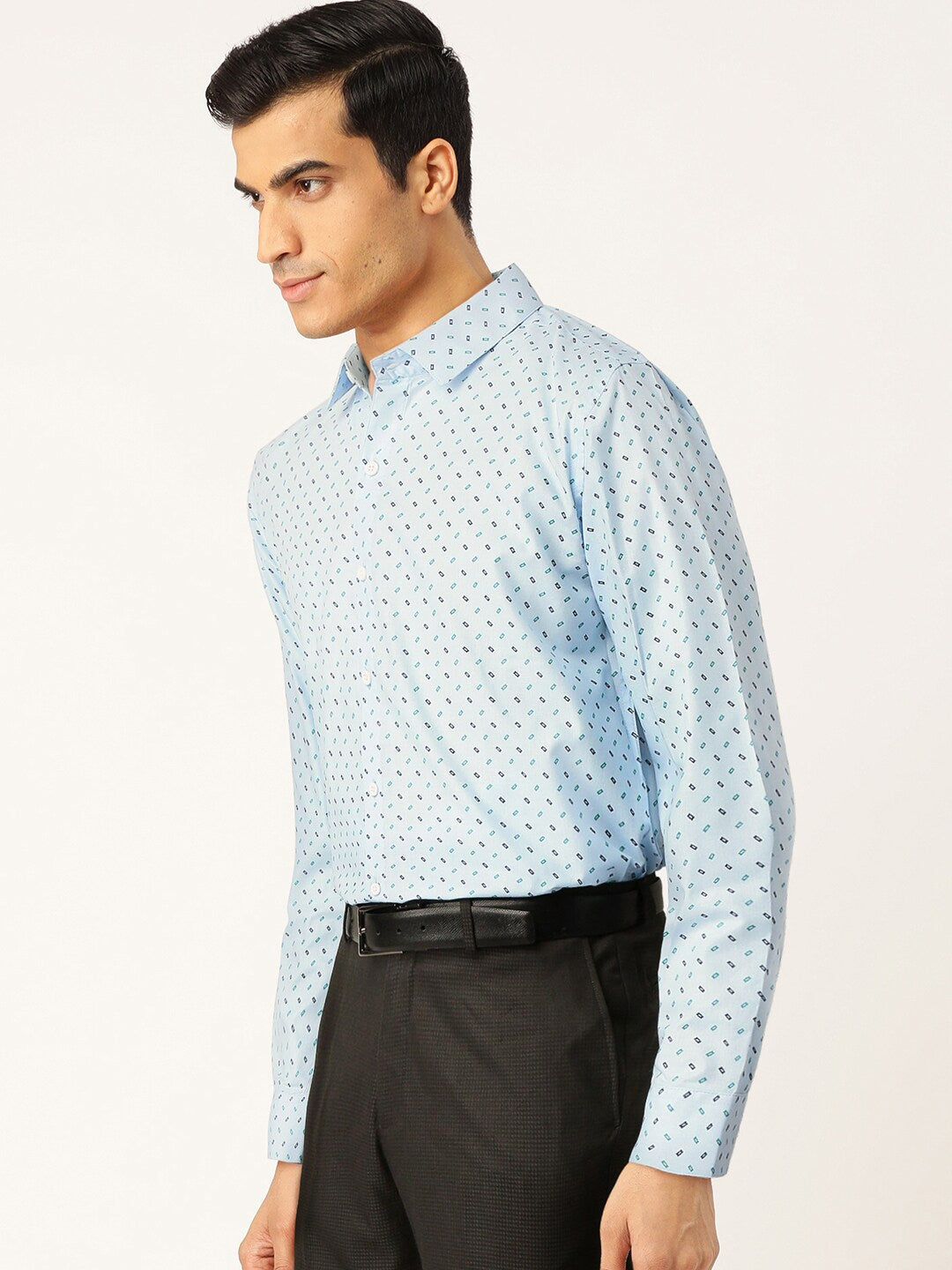 Jainish Blue Men's Cotton Printed Formal Shirts ( SF 716Sky ) | Grocsy