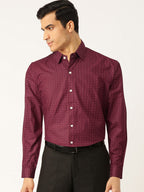 Jainish Purple Men's Cotton Printed Formal Shirts ( SF 716Wine ) | Grocsy