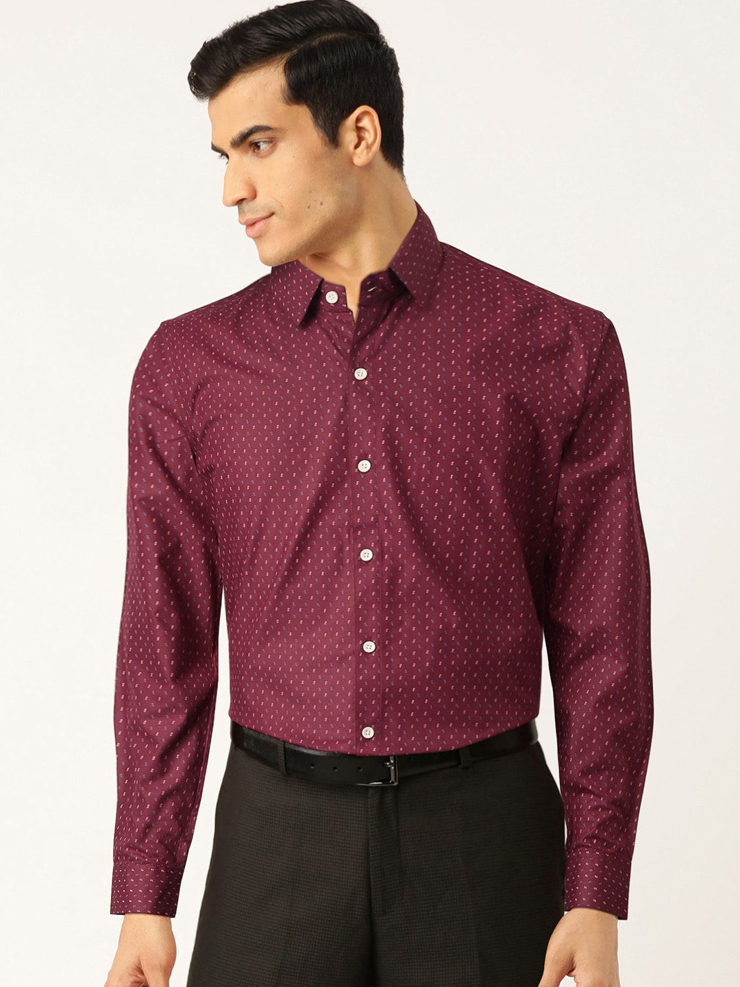 Jainish Purple Men's Cotton Printed Formal Shirts ( SF 716Wine ) | Grocsy