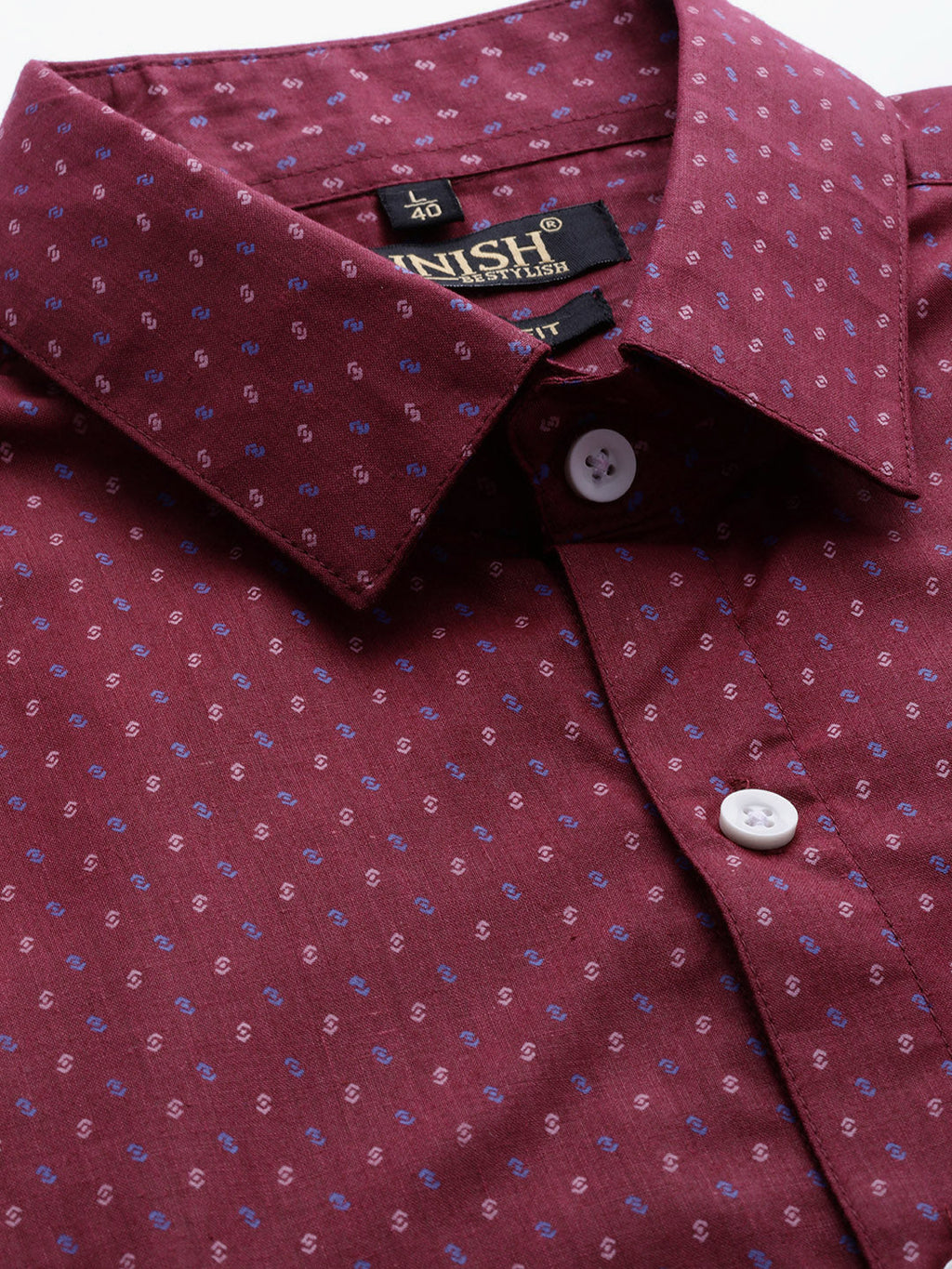 Jainish Purple Men's Cotton Printed Formal Shirts ( SF 716Wine ) | Grocsy