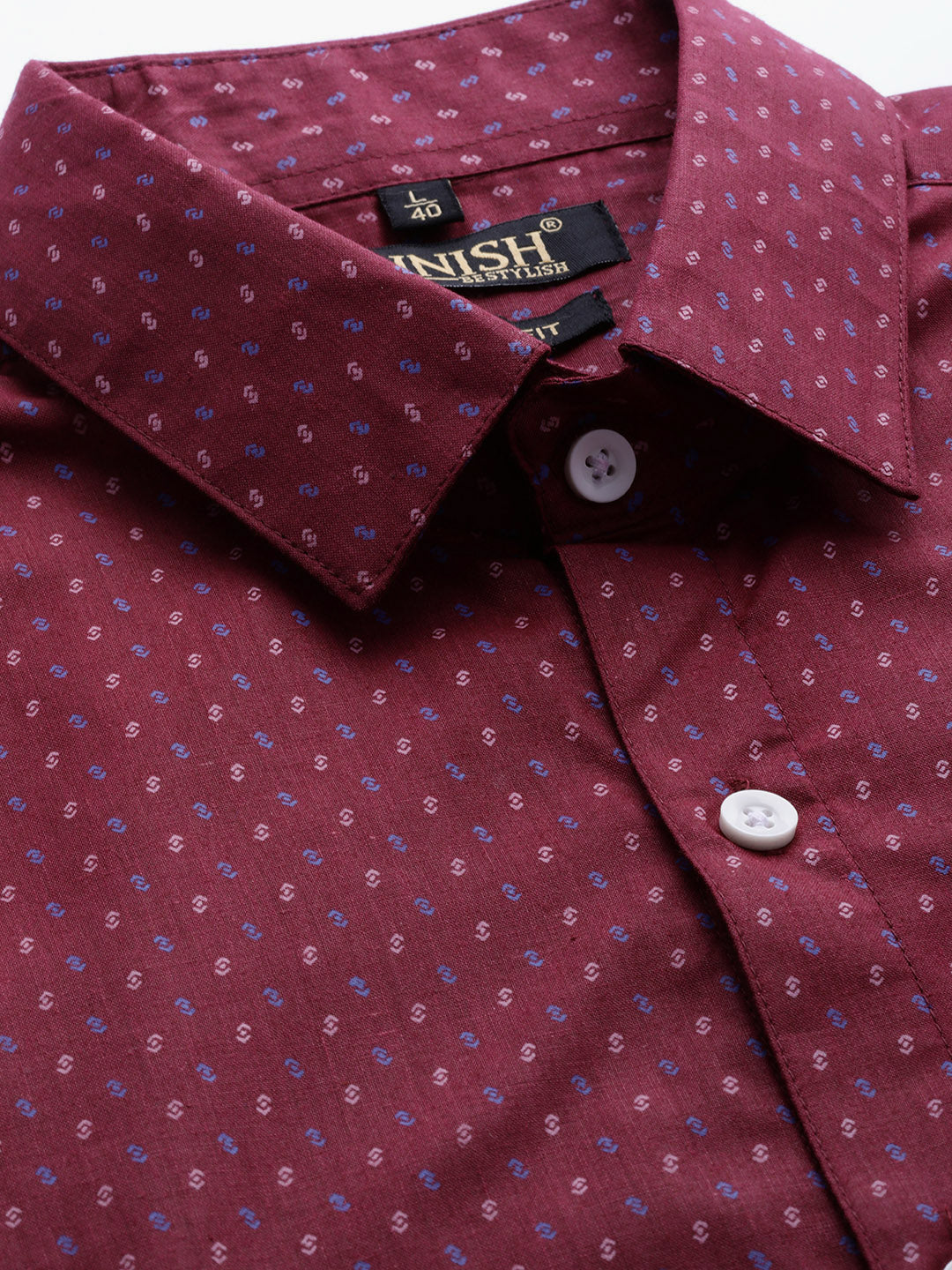 Jainish Purple Men's Cotton Printed Formal Shirts ( SF 716Wine ) | Grocsy