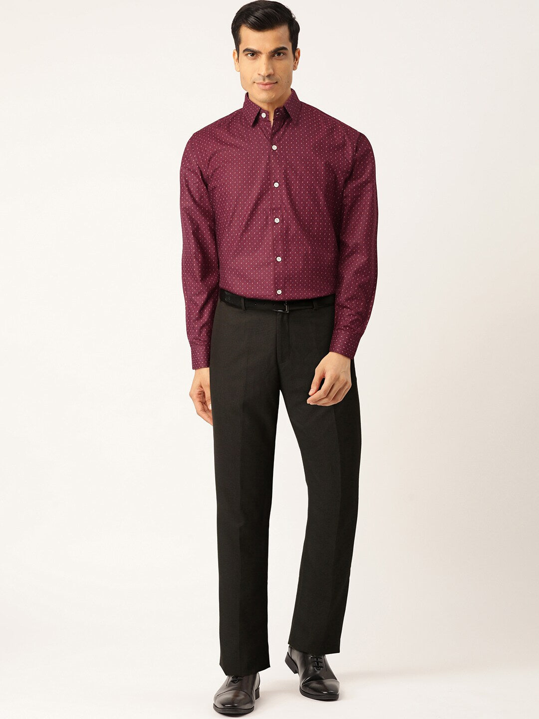 Jainish Purple Men's Cotton Printed Formal Shirts ( SF 716Wine ) | Grocsy
