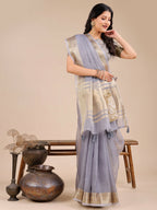 Shree Shyam Fashion Seoul Grey Organza Saree | Grocsy