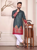 Anaita Grey Dola Silk Straight Kurta With Foil Work | Grocsy