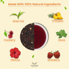 TEAFORA Berry Punch Green Tea | Zingy & Refreshing | Darjeeling Tea Loose | 100% Natural Fresh Berries & Hibiscus Flower | Brew Hot or Iced Tea | Grocsy