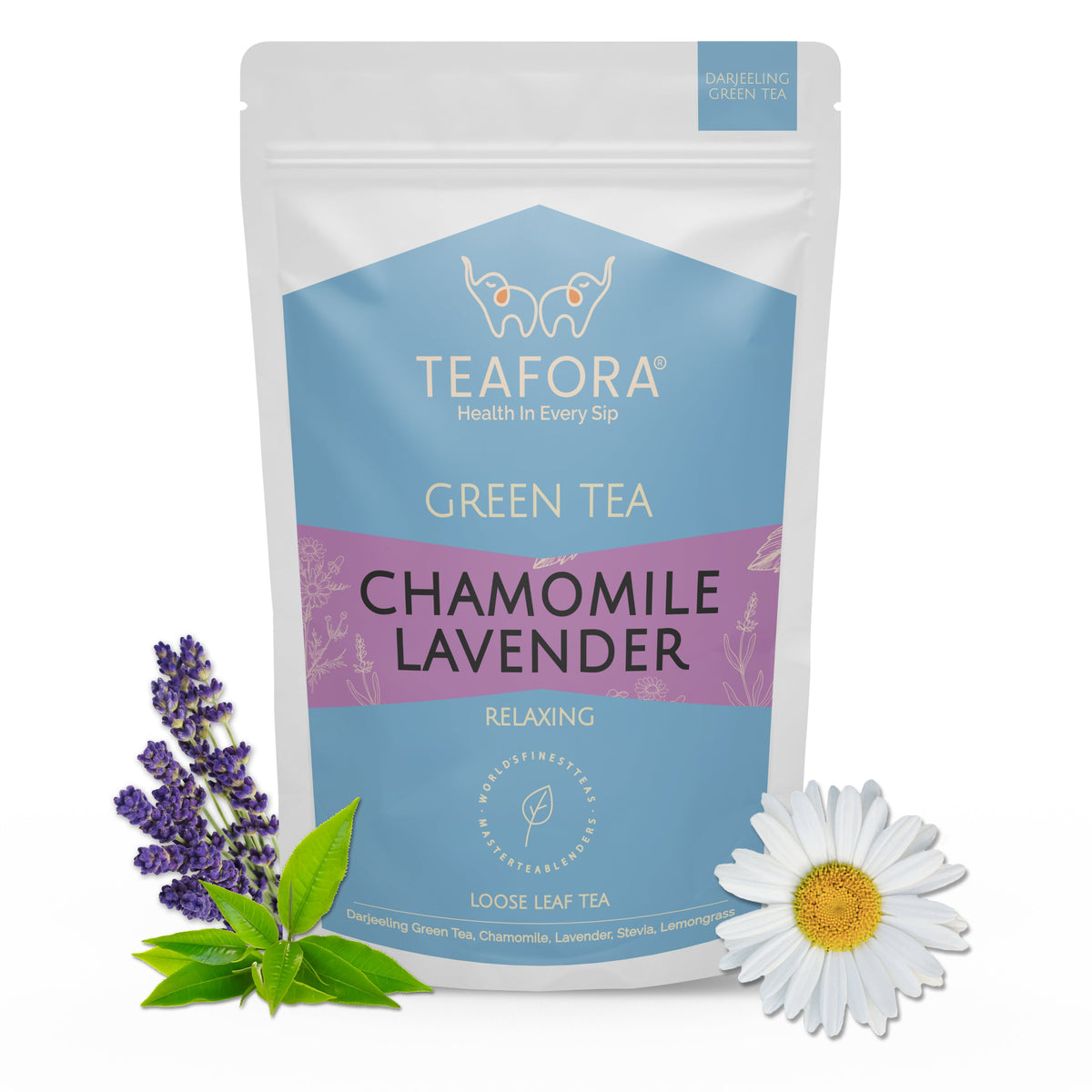TEAFORA Chamomile Lavender Green Tea | Loose Leaf Tea | Calming & Relaxing Chamomile Sleep Tea | Bedtime Tea | 100% NATURAL | Brew Hot or Iced Tea | Grocsy