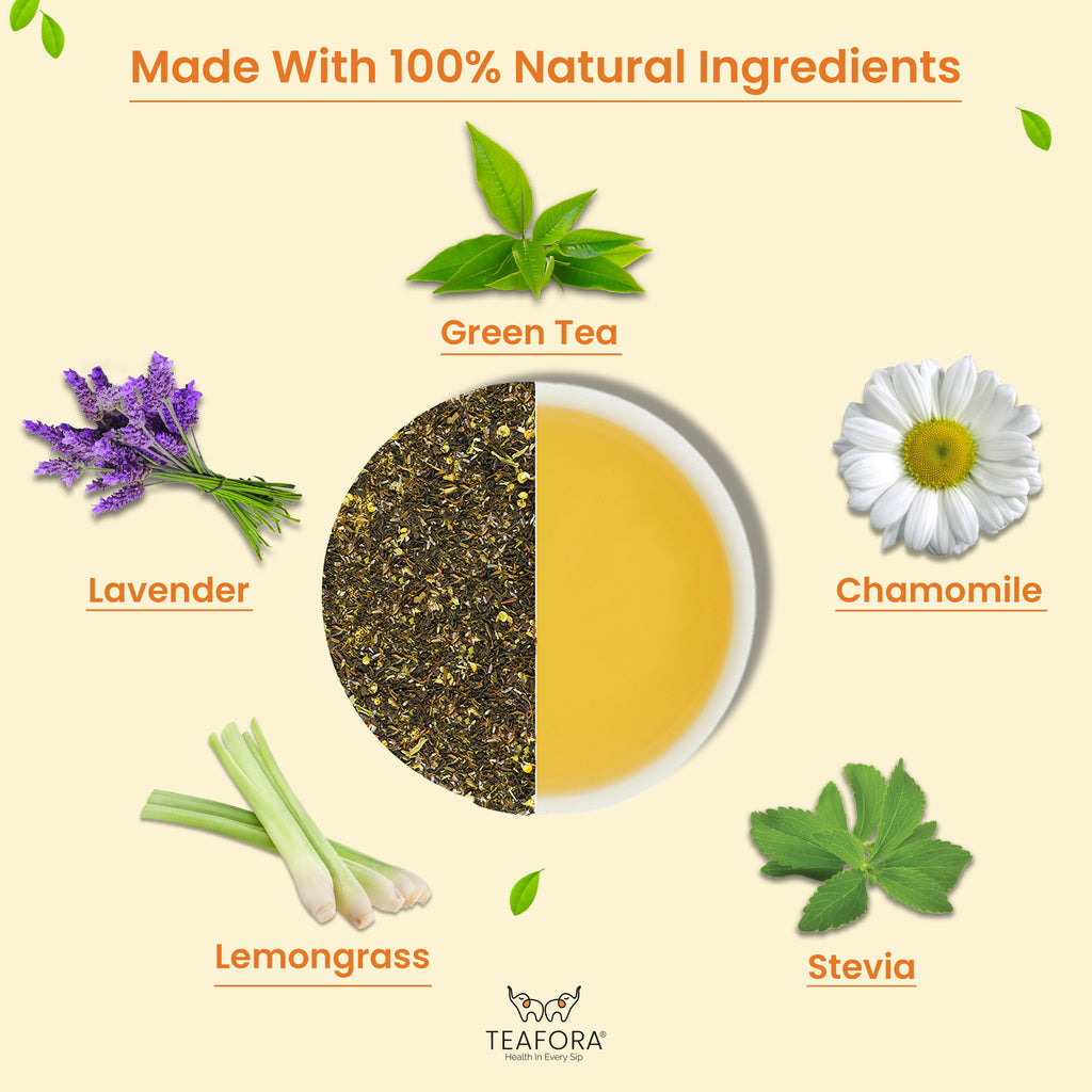 TEAFORA Chamomile Lavender Green Tea | Loose Leaf Tea | Calming & Relaxing Chamomile Sleep Tea | Bedtime Tea | 100% NATURAL | Brew Hot or Iced Tea | Grocsy