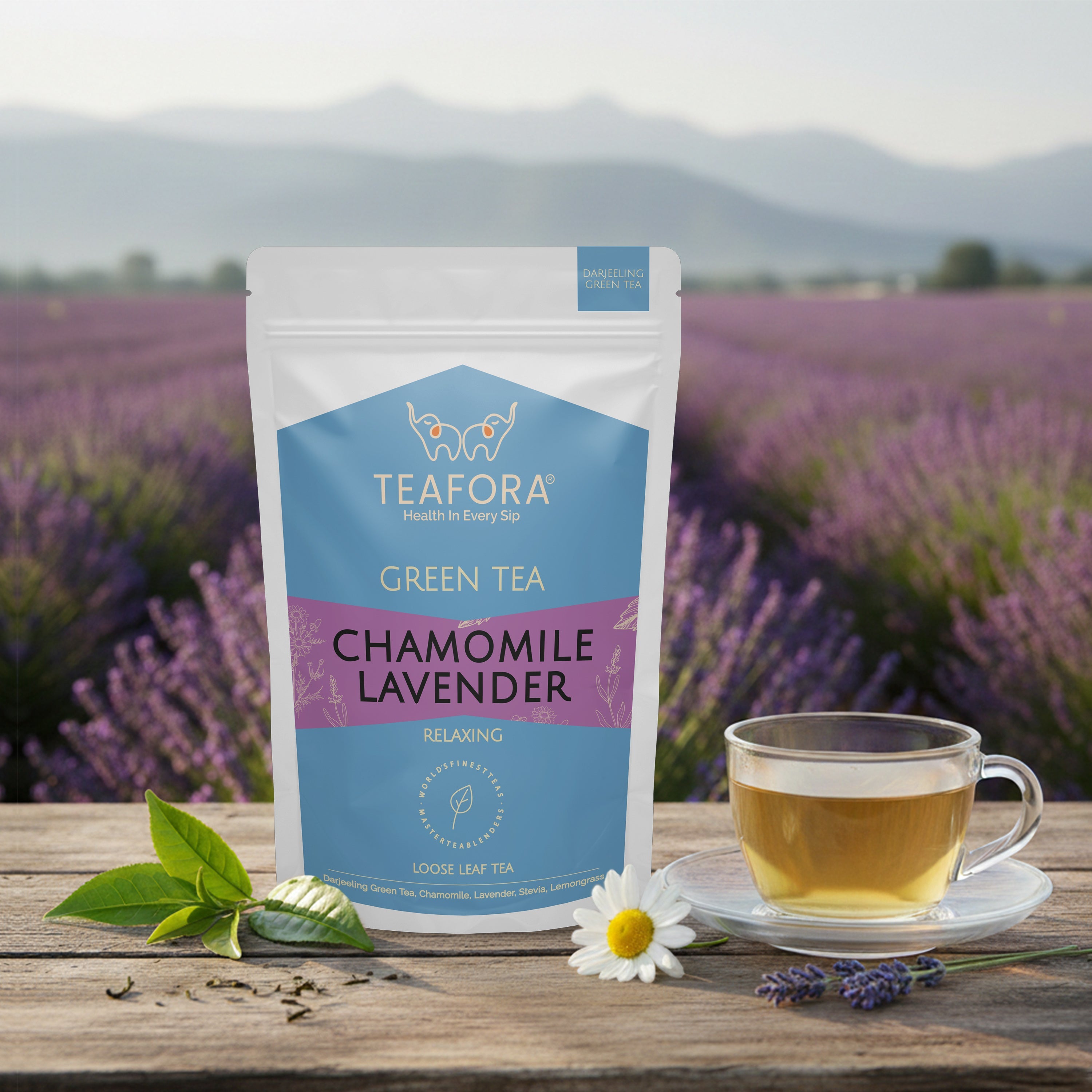 TEAFORA Chamomile Lavender Green Tea | Loose Leaf Tea | Calming & Relaxing Chamomile Sleep Tea | Bedtime Tea | 100% NATURAL | Brew Hot or Iced Tea | Grocsy