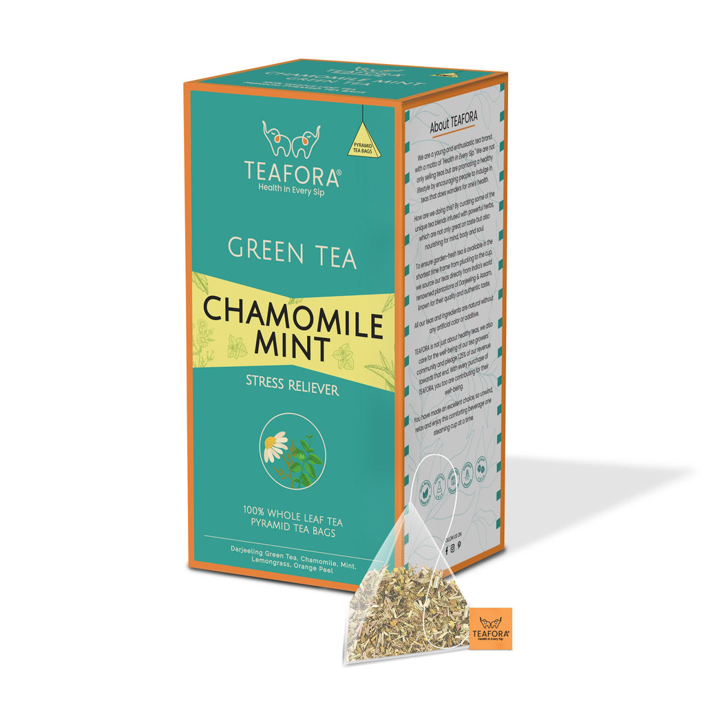 TEAFORA Chamomile Mint Green Tea | 20 Count Pyramid Tea Bags | Grocsy